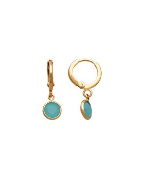 Brinco Argola 12mm c/ Acrilico 7mm (Azul Leitosa)  - 00 - 12mm x 21mm - 1.36gr
