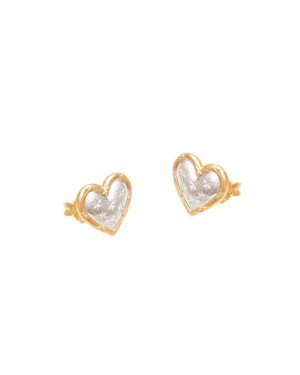 Brinco Coracao 12mm c/ Borda e Estrelas Estampadas (Rodio) - 00 - 12mm x 12mm - 1.56gr