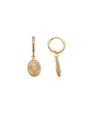 Brinco Argolinha p/ Oval c/ Nossa. Sra. Gracas  - 00 - 13mm x 28mm - 2.35gr