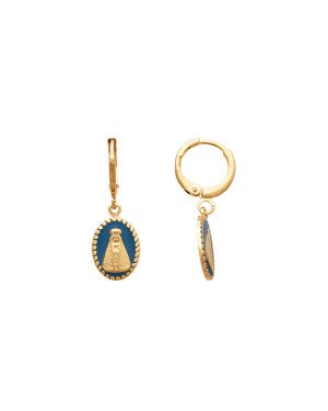 Brinco Argolinha p/ Oval c/ Nossa Senhora Aparecida  - 00 - 13mm x 28mm - 2.40gr