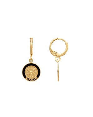 Brinco Argolinha c/ Signo Touro (Resina) - 00 - 12mm x 27mm - 2.41gr
