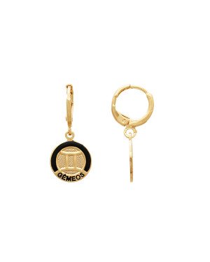 Brinco Argolinha c/ Signo Gemeos (Resina) - 00 - 12mm x 27mm - 2.44gr