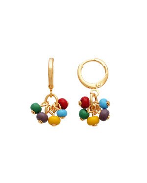 Brinco Argolinha c/ 5 Micangas Coloridas - 00 - 12mm x 24mm - 2.64gr