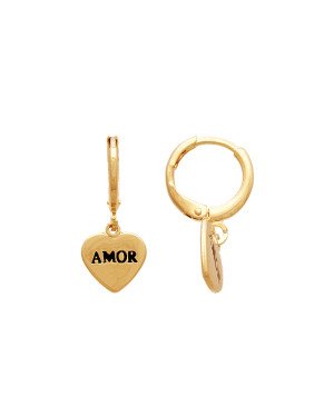 Brinco Argolinha Coracao Liso Amor (Verso/Love)  Resina - 00 - 10mm x 24mm - 2.24gr