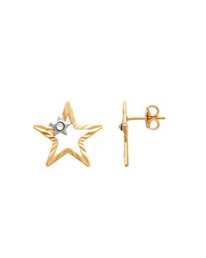 Brinco Estrela Vaz Diamantada p/ Pedra Chaton (Rodio) - 00 - 17mm x 17mm - 1.47gr