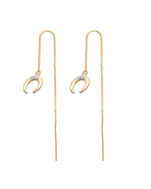 Brinco Fio c/ Corrente p/ Chifre Boho  (Rodio) - 00 - 12mm x 70mm - 1.92gr