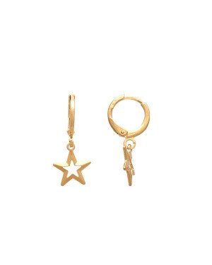 Brinco Argolinha c/ Estrela Diamantada Vazada 10mm  - 00 - 11mm x 25mm - 1.36gr