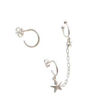 Brinco AG 1/2 Argola c/ Estrela p/ Piercing c/ Estrela 1/2  Argola  - G6 - 11mm x 82mm - 2.23gr