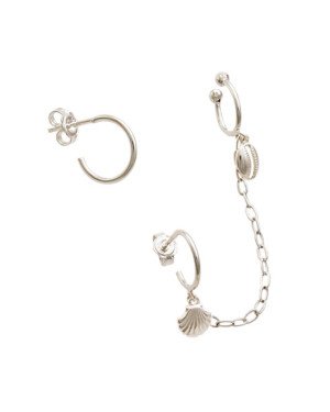 Brinco AG (1 Lado) Argola c/ Concha p/ Piercing c/ Buzio (1 Lado) Argola  - G6 - 11mm x 72mm - 2.32gr