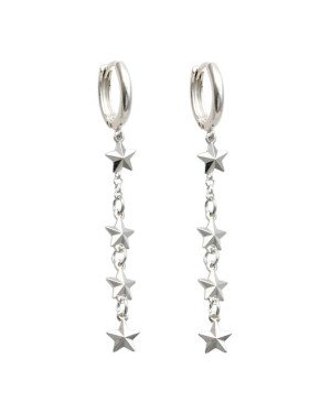 Brinco AG Argolinha Fundida p/ 4 Estrelas Diamantadas - G6 - 11mm x 52mm - 3.44gr