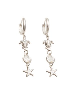 Brinco AG Argolinha Fundida c/ Tartaruga Concha Estrela Mar  - G6 - 11mm x 46mm - 3.67gr