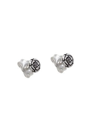 Brinco AG Flor Camelia 4mm (Envelhecida) - G5 - 4mm x 4mm - 0.64gr