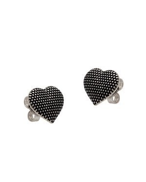 Brinco  AG (Envelhecido) Coracao  Estampado Bolinhas - G5 - 11mm x 10mm - 1.63gr