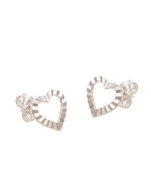Brinco AG Coracao 10mm Vazado Borda Diamantada  - G5 - 11mm x 10mm - 0.99gr