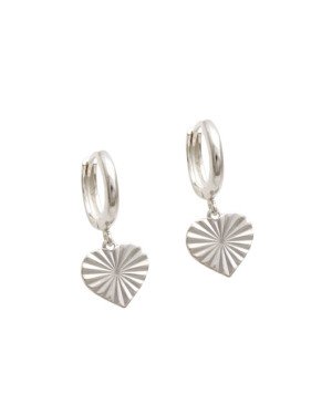 Brinco AG Argolinha Fundida c/ Coracao Diamantado  - G6 - 12mm x 24mm - 2.99gr