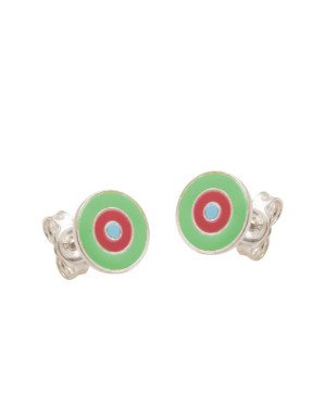 Brinco AG Olho Grego 9mm (Verde/Rosa Escuro/Azul Claro) - G5 - 9mm x 9mm - 1.14gr