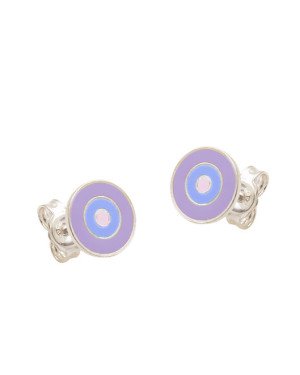 Brinco Ag Olho Grego 9mm  (Lavanda/Azul Claro/Rosa Claro) - G5 - 9mm x 9mm - 1.36gr