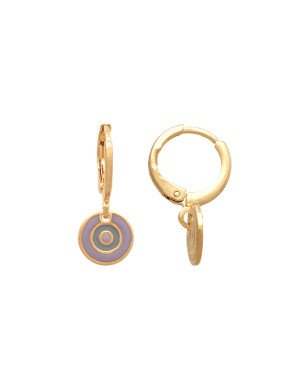 Brinco Argolinha Olho Grego (Lavanda/Azul Claro/Rosa Claro) - 00 - 12mm x 22mm - 1.67gr