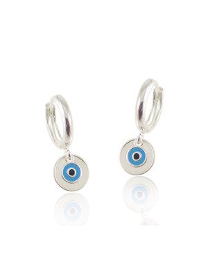 Brinco AG Argolinha Fundida p/ Olho Grego (Branco/Azul/Preto) - G6 - 12mm x 22mm - 2.76gr