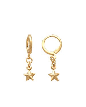 Brinco Argolinha c/ Estrela Dupla Diamantada - 00 - 12mm x 26mm - 1.48gr