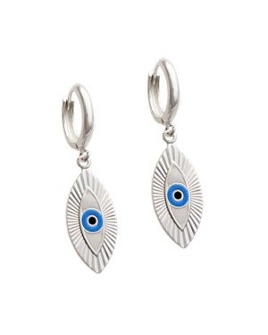 Brinco Ag Argola 13mm Olho Grego Diamantado (Branco Azul Preto) - G6 - 9mm x 35mm - 4.07gr