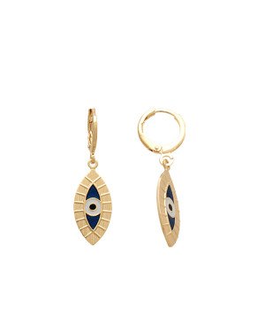 Brinco Argola p/ Olho Grego Lixado (Azul Escuro/Branco/Preto) - 00 - 9mm x 35mm - 2.68gr
