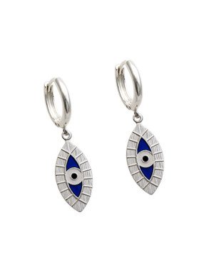 Brinco AG Argola Olho Grego Lixado (Azul Escuro/Branco/Preto) - G6 - 9mm x 35mm - 4.09gr