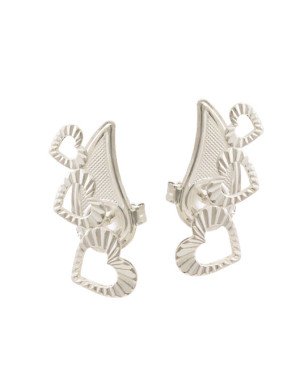 Brinco Ag Pino 3 Coracoes Vazados Borda Diamantada - G3 - 10mm x 25mm - 2.41gr