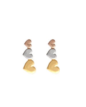 Brinco Pino 3 Coracoes Lisos (3 Ouros) - 00 - 10mm x 25mm - 1.92gr