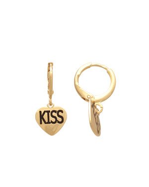 Brinco Argola c/ Coracao "Kiss" p/ Resina - 00 - 10mm x 25mm - 2.21gr