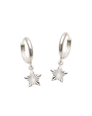 Brinco Ag Argola c/ Estrela 8mm Diamantada - G6 - 8mm x 23mm - 2.16gr