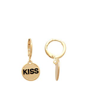 Brinco Argola Redondo Kiss Reticulado p / Resina  - 00 - 12mm x 25mm - 2.60gr