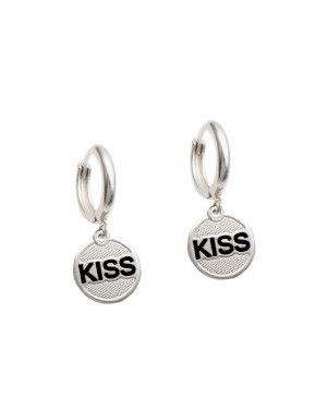 Brinco Ag Argola Redondo Kiss Reticulado p / Resina  - G6 - 12mm x 25mm - 3.78gr