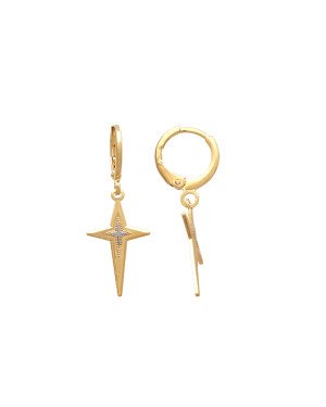Brinco Argola Cruz 20mm Lisa Meio Reticulado (Rodio) - 00 - 13mm x 35mm - 1.64gr