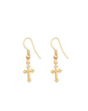 Brinco Gancho Cruz Portuguesa Mini Detalhe Picotado - 00 - 8mm x 31mm - 0.88gr