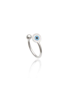Piercing AG Fake c/ Olho Grego 5mm (Branco/Azul/Preto) - 00 - 5mm x 16mm - 0.60gr