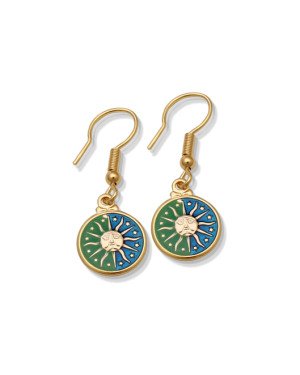 Brinco Gancho c/ Sol Mistico (Azul Bandeira,Verde Bandeira) - 00 - 11mm x 30mm - 1.65gr