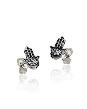 Brinco (Envelhecido) Mao de Santa Luzia Reticulada  - G5 - 10mm x 10mm - 1.12gr