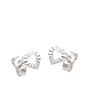 Brinco AG Fixo Coracao Mini Vazado Diamantado - G5 - 6mm x 6mm - 0.65gr