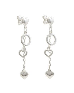 Brinco AG 3 Coracoes Mini c/ Redondo Vazado 1 Corrente 3cm - G3 - 8mm x 43mm - 2.73gr
