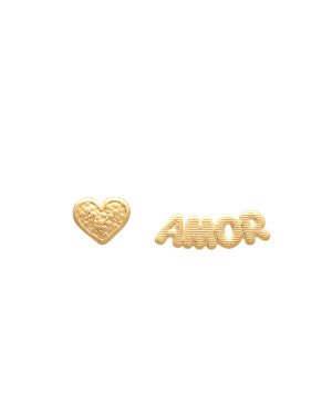 Brinco 1 Lado  Amor Ret.1 Lado Coracao  - 00 - 6mm x 6mm - 1.04gr