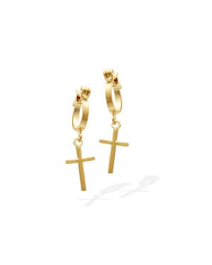 Brinco Argola 8mm c/ Cruz Palito 12mm - 00 - 8mm x 24mm - 1.08gr