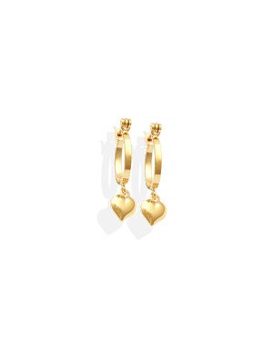 Brinco Argola 13mm c/ Coracao Liso  - 00 - 13mm x 23mm - 1.38gr