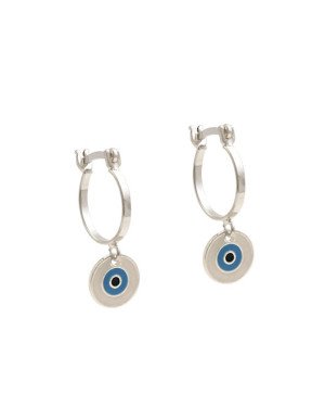Brinco AG Argola 13mm c/ 1 Olho Grego (Branco/Azul/Preto) - G3 - 13mm x 24mm - 1.89gr