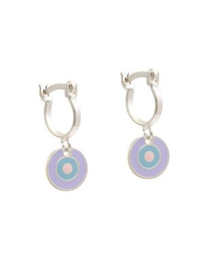 Brinco AG Argola 8mm c/ Olho Grego (Lavanda/Azul/Rosa) - G3 - 8mm x 20mm - 1.69gr