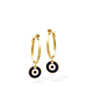 Brinco Argola 16mm c/ Olho Grego (Azul Bandeira/Branco/Preto) - 00 - 16mm x 28mm - 1.96gr