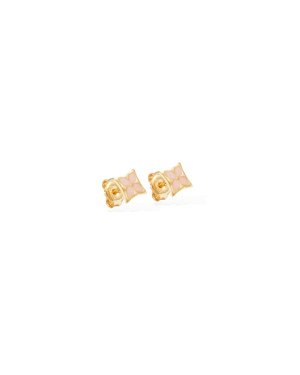 Brinco Losango c/ Flor p/ Resina (Rosa Claro) - 00 - 8mm x 8mm - 0.78gr