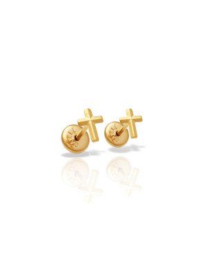 Brinco TP Cruz Facetada 6mm  - 00 - 4mm x 6mm - 0.50gr