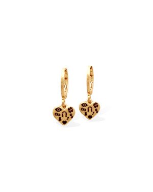 Brinco Argolinha Coracao 7mm Amuletos da Sorte  - 00 - 11mm x 21mm - 1.48gr