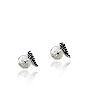 Brinco AG TP (Envelhecido) Pena Estampada 6mm  - G5 - 2mm x 6mm - 0.44gr